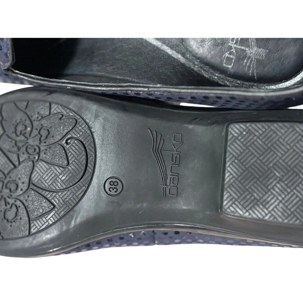 Dansko Navy Blue Metallic Polka Dot Slip On Loafers‎ Flats Size 38